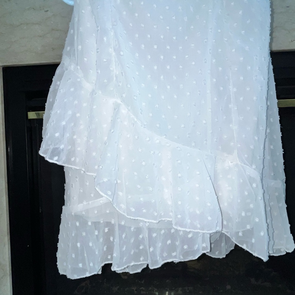 White Ruffle Open Back Ruffled Slip Dress - Picture 4 of 10